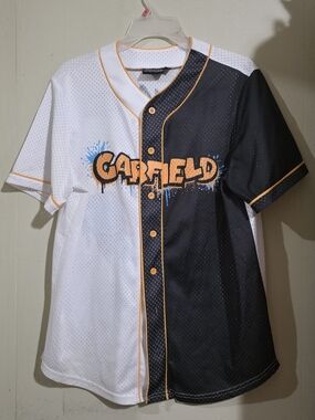 Nickelodeon Garfield White and Black Baseball Jersey Size M USED